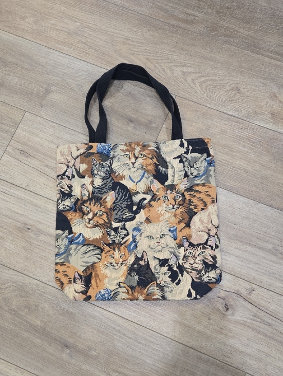 Other - Retro 90's Cat Pattern Tapestry Tote Bag in Multi-Color